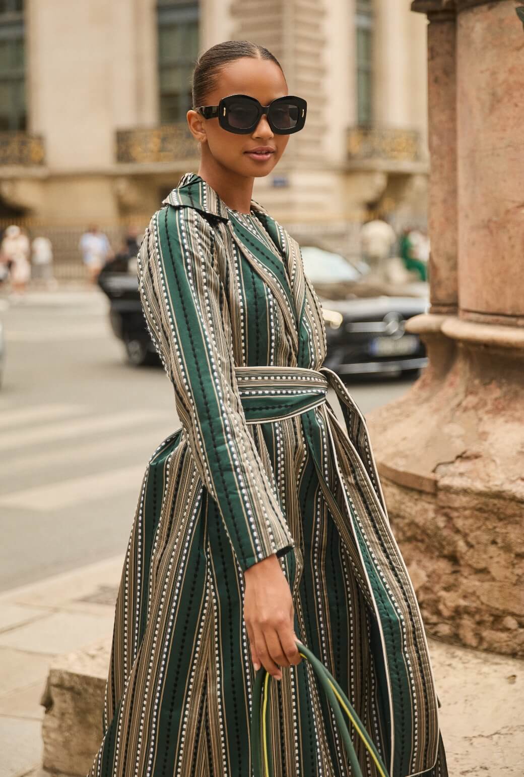 Evening Coat - Green Embroidered Silk