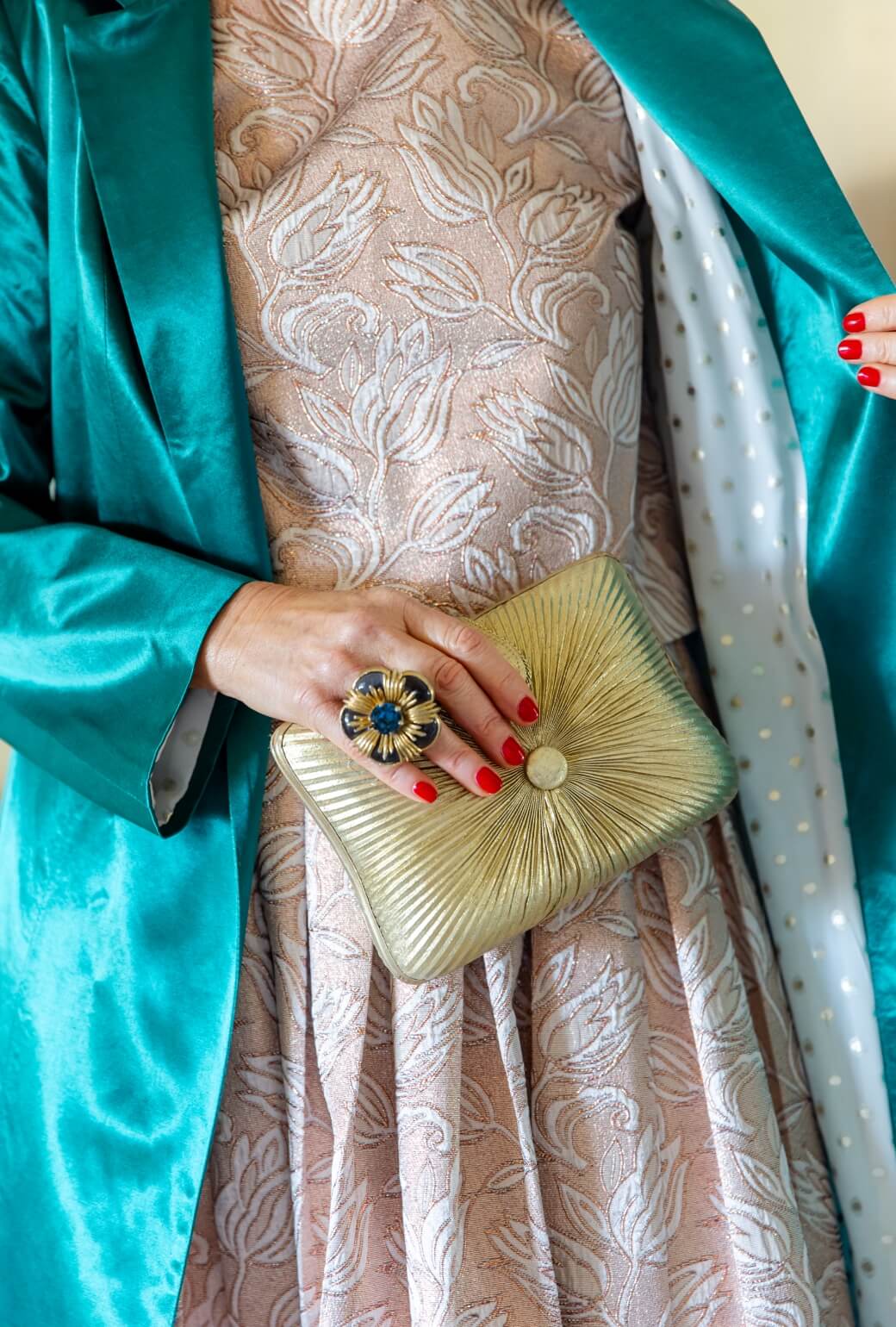 Evening Coat - Green Satin