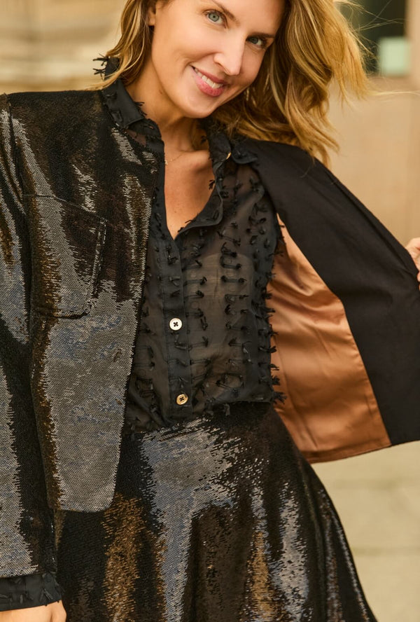 Buru x Anna Kloots Everyday Blazer - Black Liquid Sequin