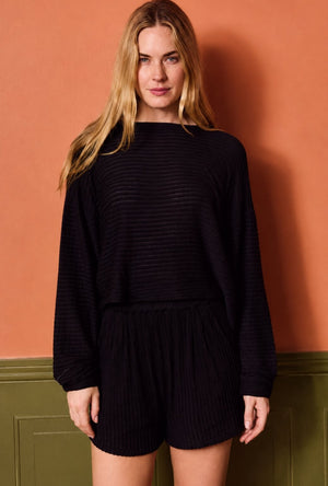 Everyday Pullover - Black Pintuck Knit