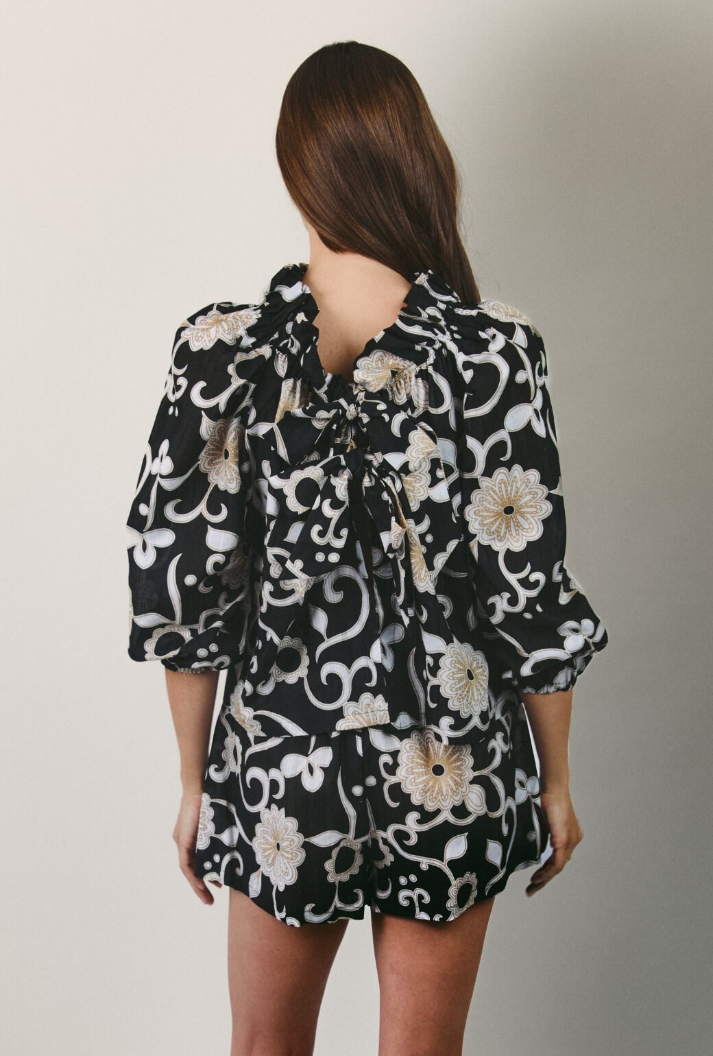 Everyday Shorts - Black and Ivory Floral