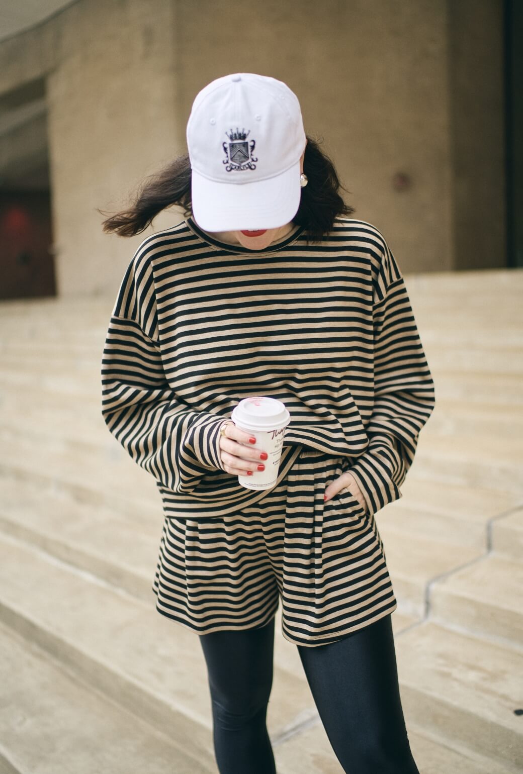Buru x Val Everyday Shorts - Taupe & Black Knit