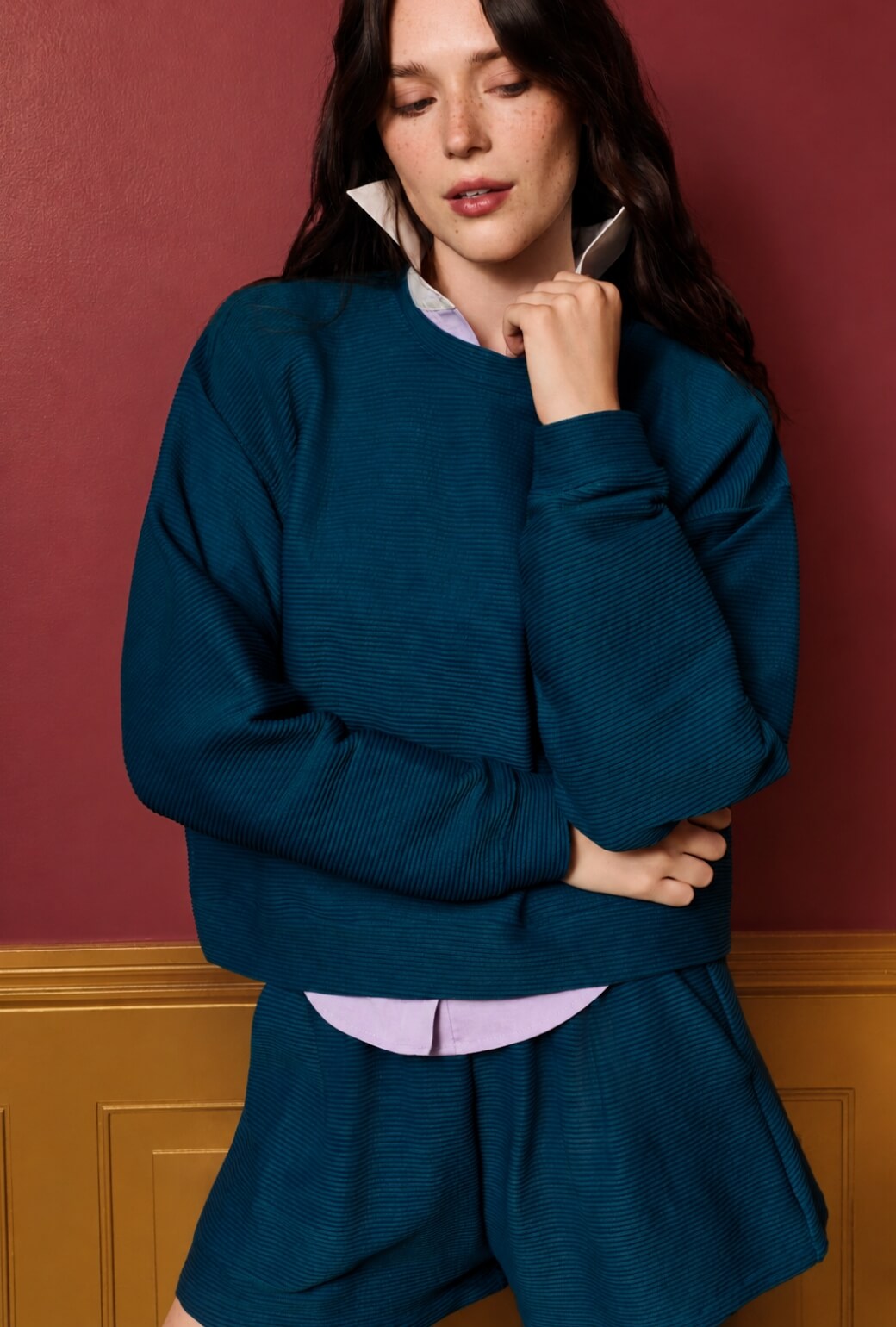 Everyday Shorts - Teal Ribbed Knit