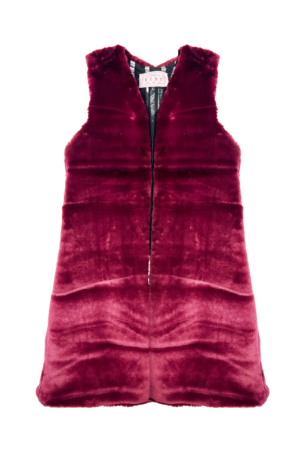 Faux Fur Vest - Burgundy