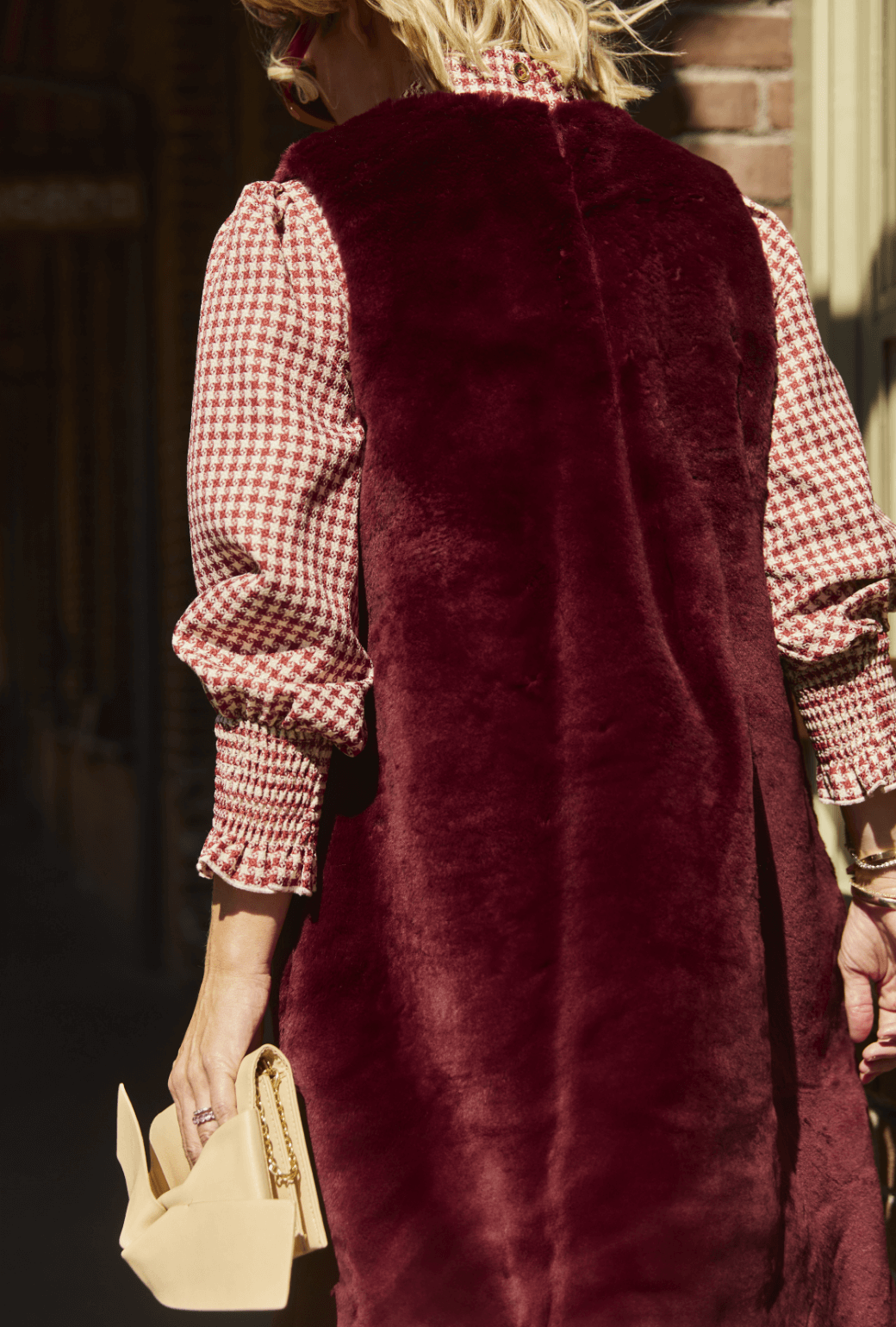 Faux Fur Vest Burgundy BURU