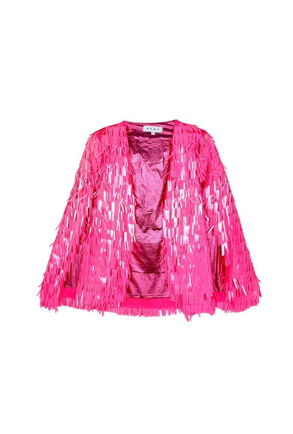 SAMPLE Flapper Sequin Capelet - Neon Pink
