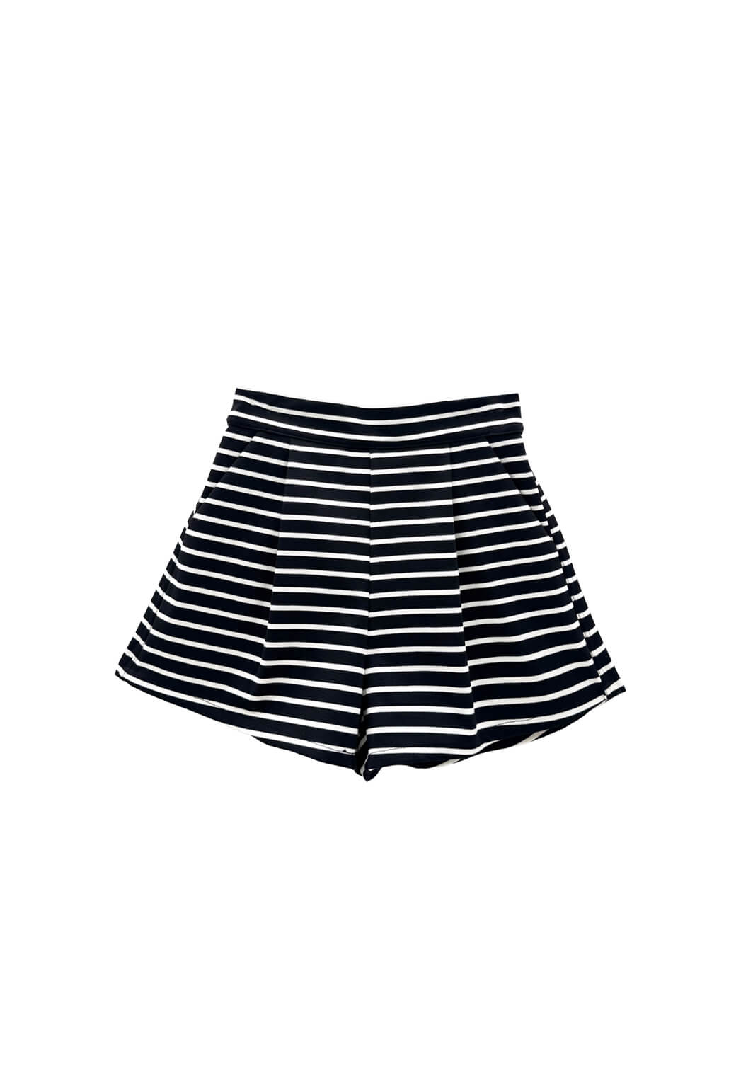 Flat Front Everyday Shorts - B&W Stripe Knit