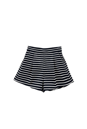 Flat Front Everyday Shorts - B&W Stripe Knit