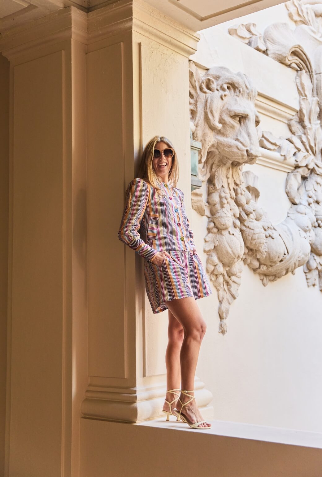 Buru x Ali Sisto Flat Front Everyday Shorts - Crayon Stripe