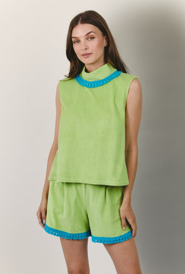 Flat Front Everyday Shorts -  Green Terry