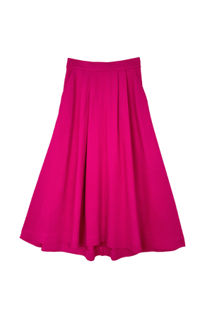 SAMPLE Flat Front Everyday Skirt - Fuschia Dot