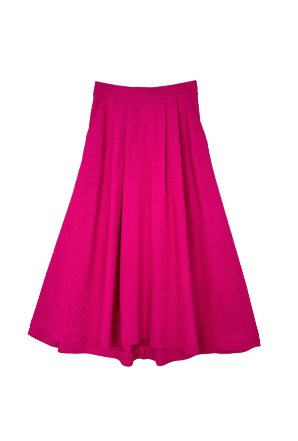 SAMPLE Flat Front Everyday Skirt - Fuschia Dot