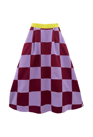 Flat Front MIDI Skirt  - Eggplant & Burgundy