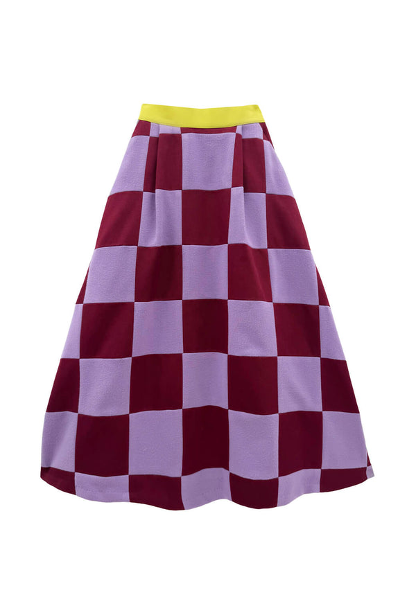 Flat Front MIDI Skirt  - Eggplant & Burgundy