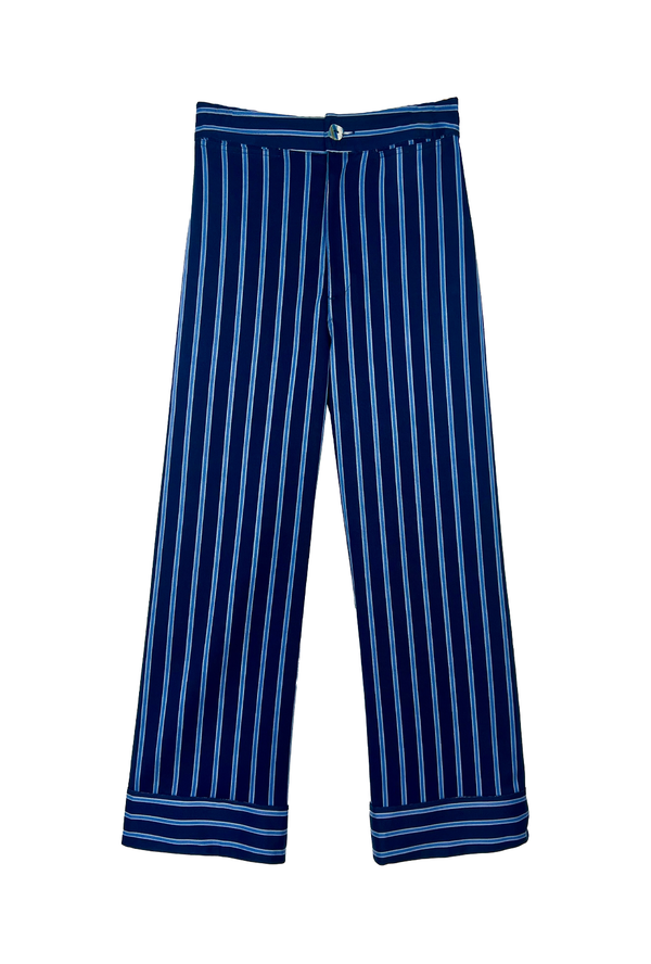 Buru x Jaimie Dewberry Flat Front Trousers - Blue Stripe