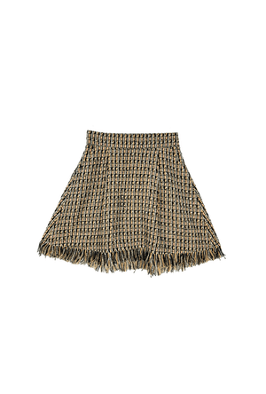 Fringed MINI Skirt - Black & Blush Tweed