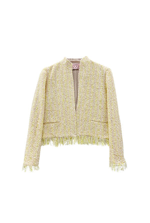 Fringed Mona Lee Blazer - Ivory Twinkle Tweed