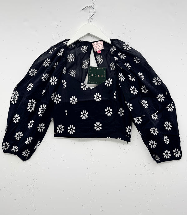 SAMPLE - Balloon Sleeve Bustier - Black Daisy