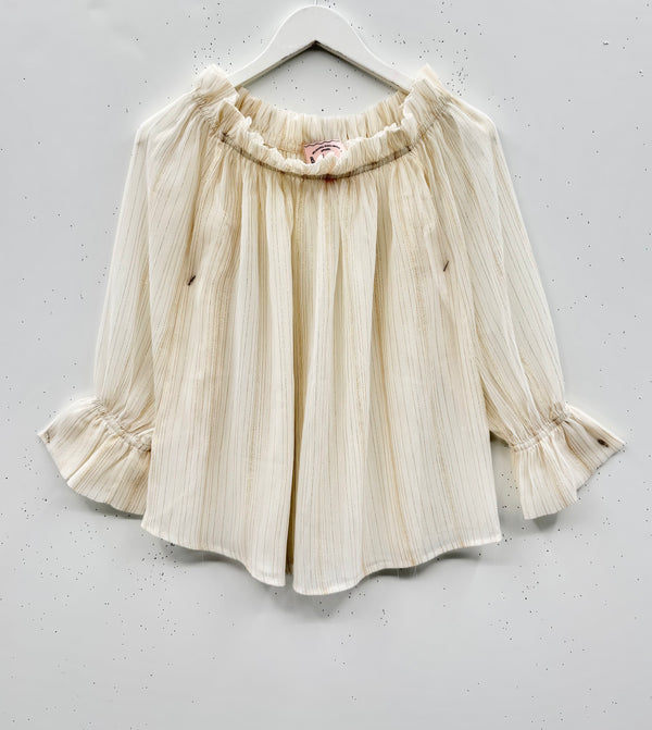 SAMPLE -Peasant Top - Sheer Ivory Lurex