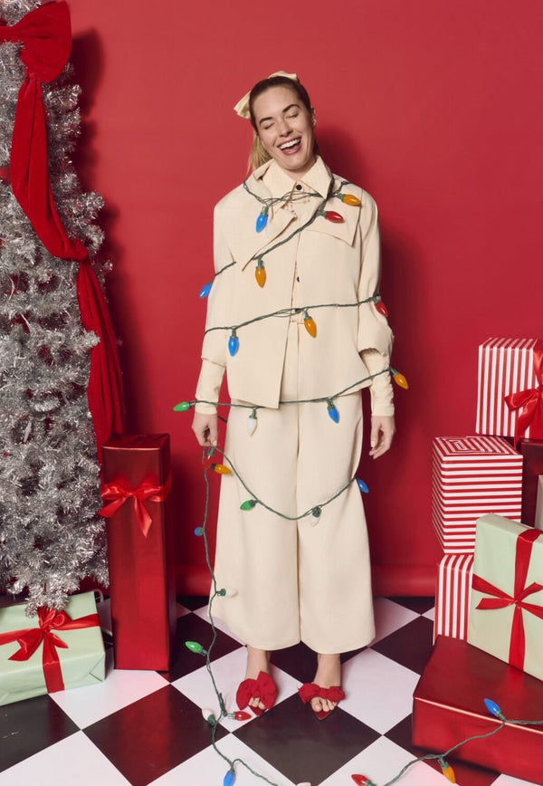 Cropped Grace Coat - Ivory Moiré