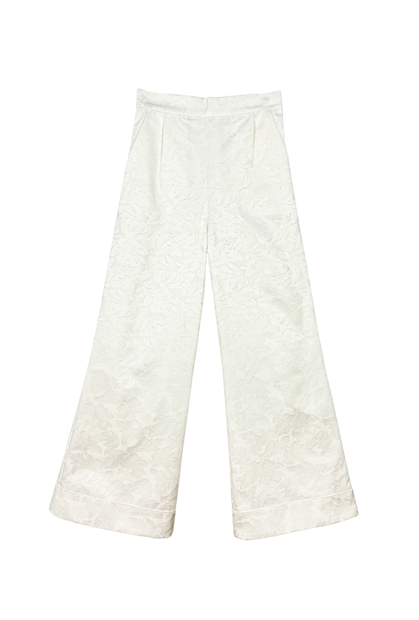 Hepburn High Rise Trousers - Ivory Damask