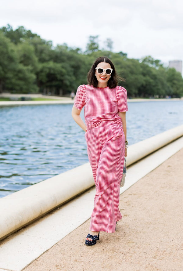 Buru x Val Hepburn High Rise Trousers - Red Gingham