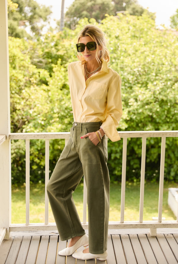 Horseshoe Jeans with Pockets - Olive