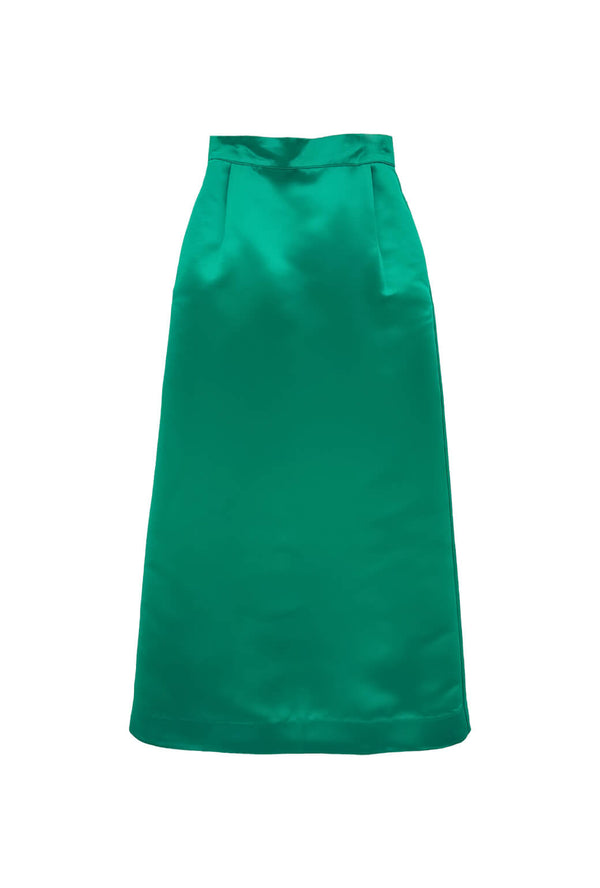 Buru x Old Soul Etiquette Hostess Skirt Maxi - Green Satin