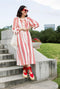 Buru x Val Bow Housecoat - Red & White Stripe