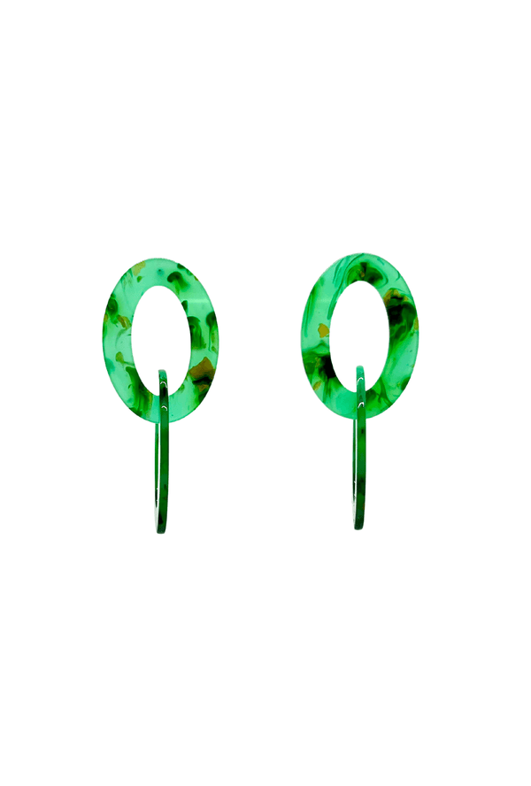 Interlocking Ovals - Green  & Gold Marble