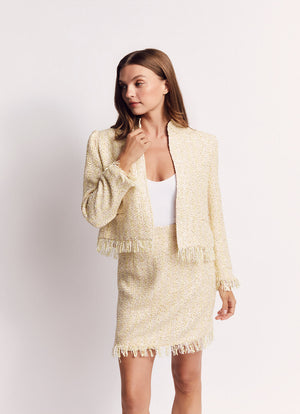 Fringed Mona Lee Blazer - Ivory Twinkle Tweed