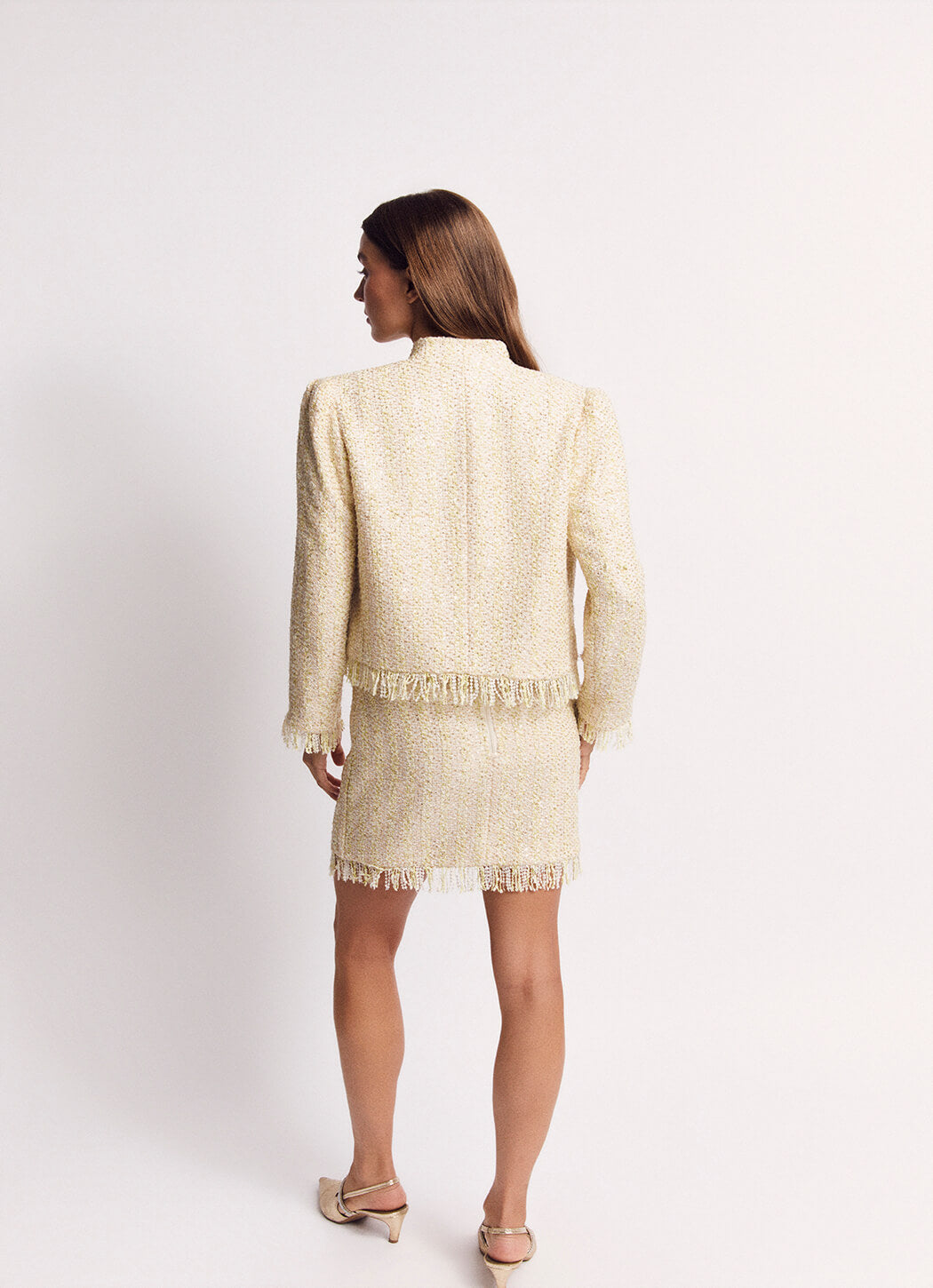 Fringed Mona Lee Blazer - Ivory Twinkle Tweed