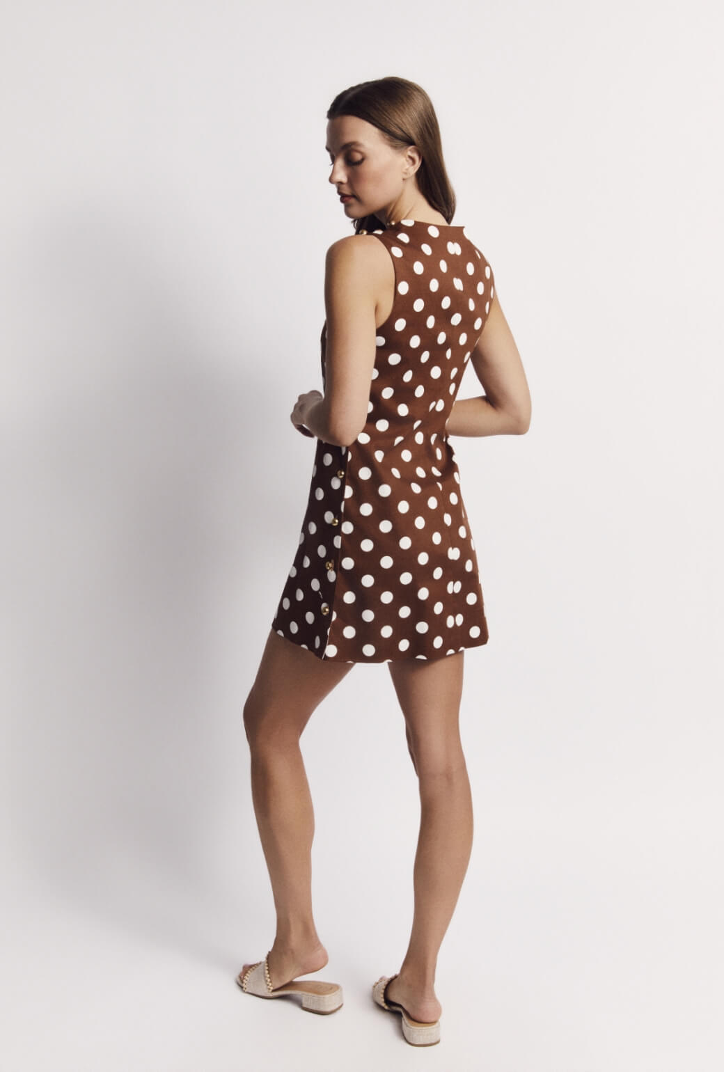 Jackie Dress - Brown Polka Dot