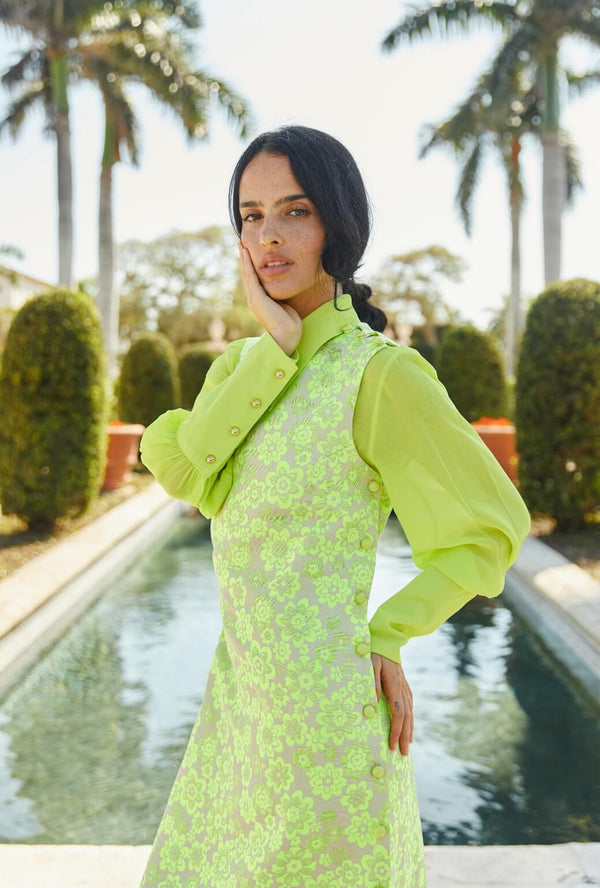 Jackie Dress Tea Length - Lemon Brightline