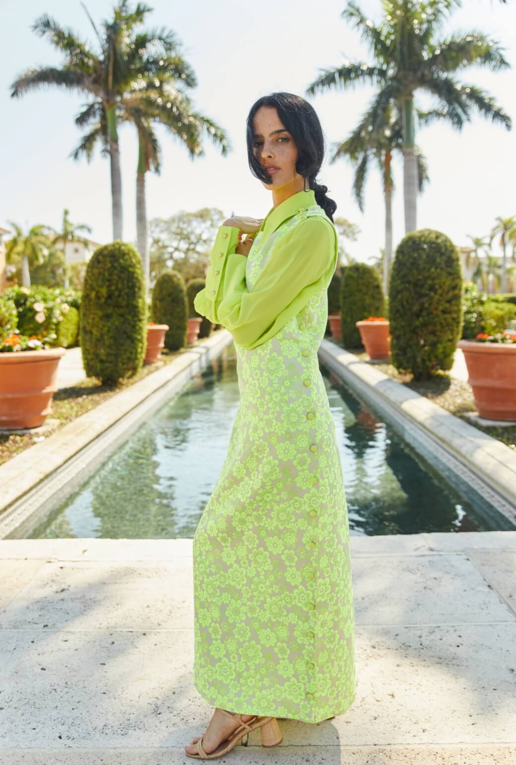 Jackie Dress Tea Length - Lemon Brightline