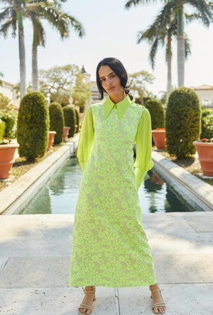 Jackie Dress Tea Length - Lemon Brightline
