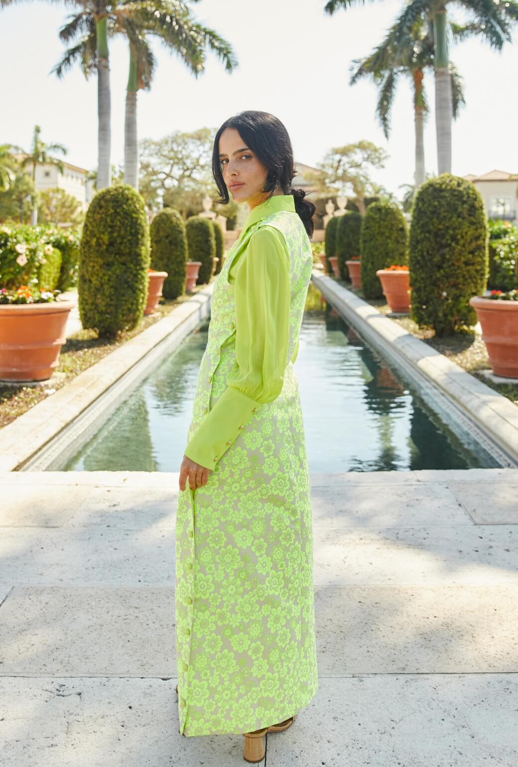 Jackie Dress Tea Length - Lemon Brightline