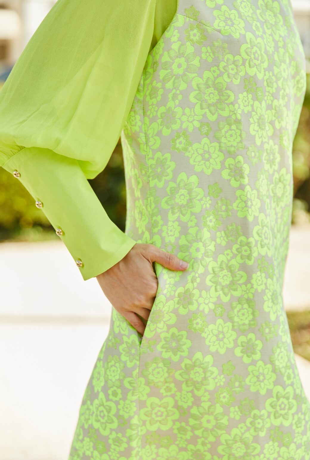 Jackie Dress Tea Length - Lemon Brightline