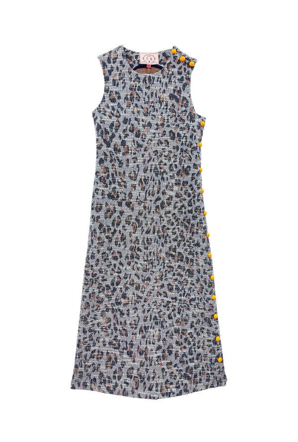 Jackie Dress Tea Length - Navy Leopard