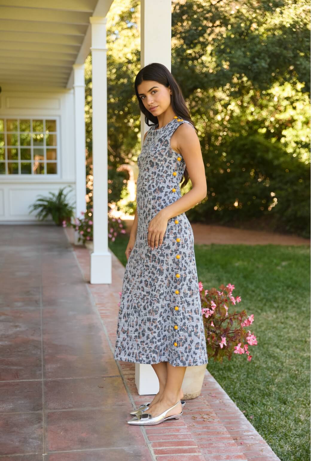 Jackie Dress Tea Length - Navy Leopard