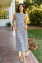 Jackie Dress Tea Length - Navy Leopard