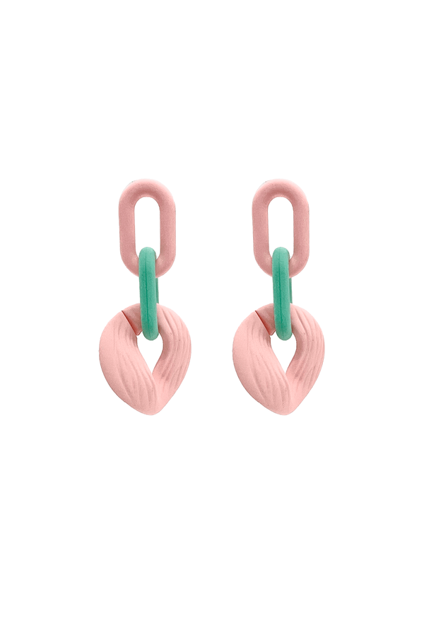 Le Chain Earrings - Pink & Aqua
