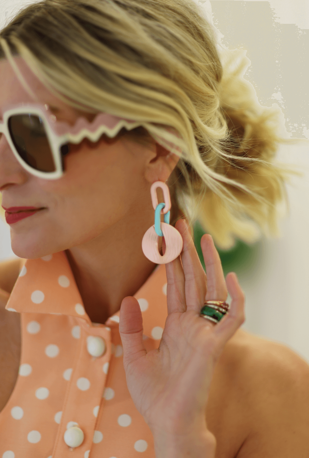 Le Chain Earrings - Pink & Aqua