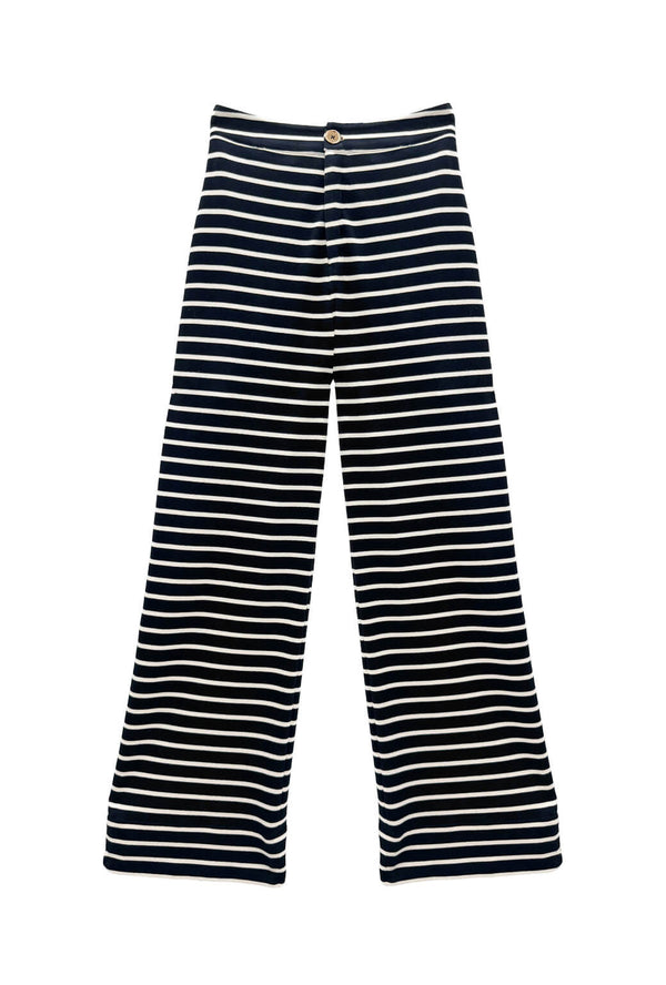 Le Culottes Full Length - Black & White Stripe Knit
