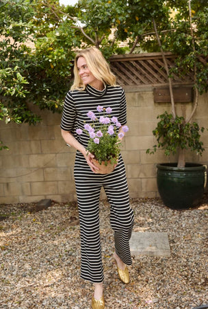 Le Culottes Full Length & White Stripe Knit