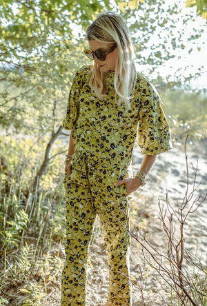 SAMPLE - Le Culottes Full Length - Chartreuse Floral
