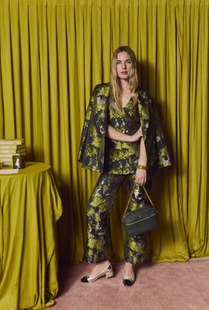 Le Culottes Full Length - Deep Green Brocade