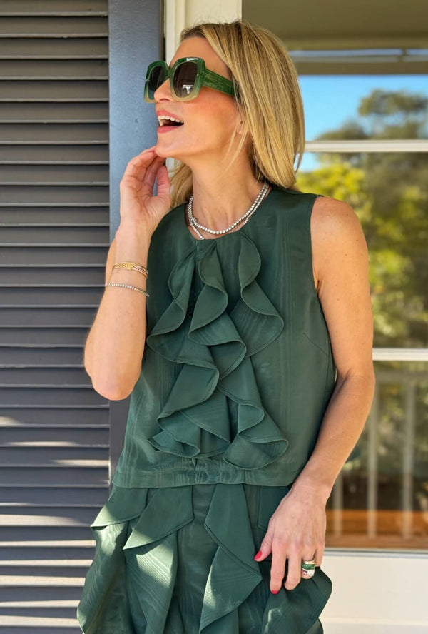 Le Ruffle Top - Jade Moiré