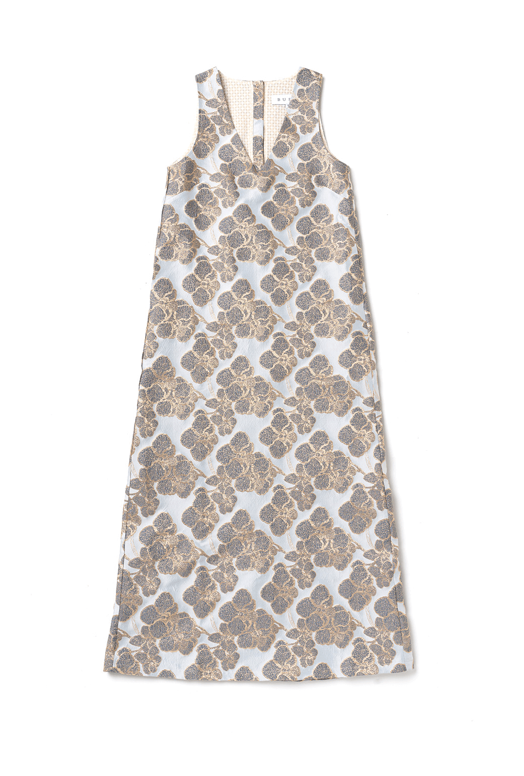 SAMPLE - Le V Gown - Platinum Brocade