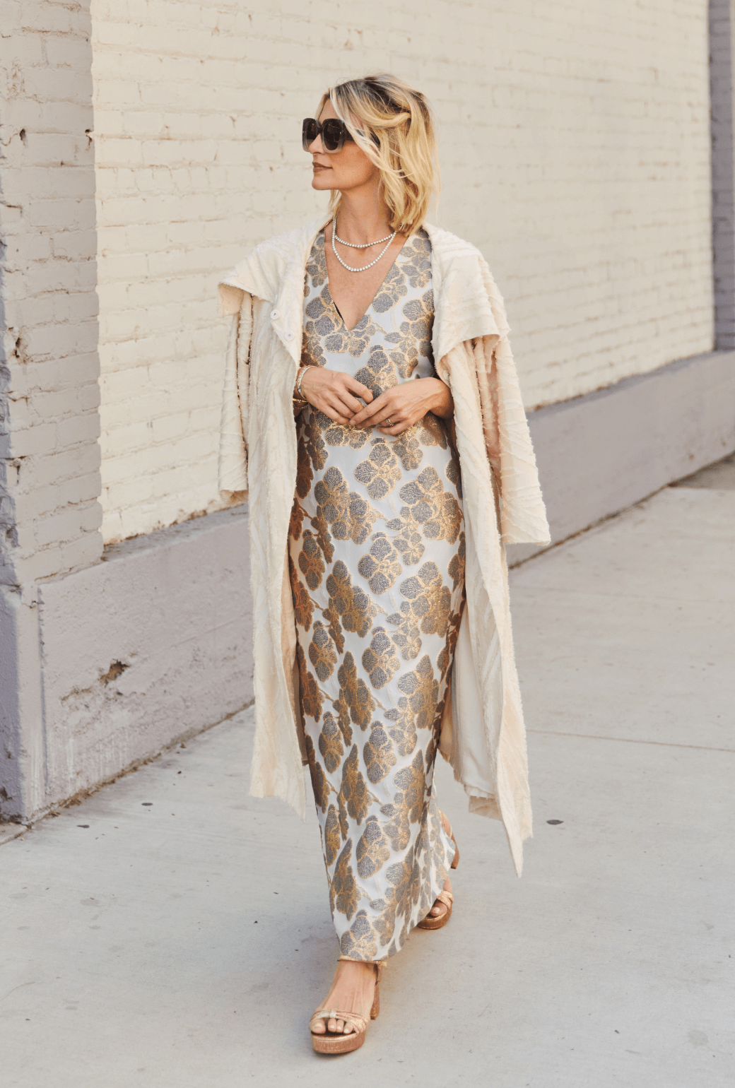 SAMPLE - Le V Gown - Platinum Brocade